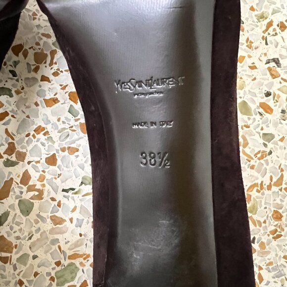 Yves Saint Laurent retro brown suede heels size 38.5 - Picture 6 of 8